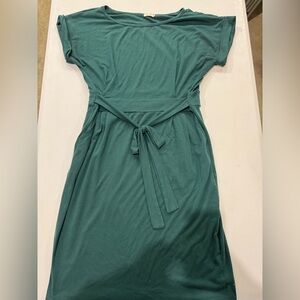 Tie Waist Belted Midi Circle Dress